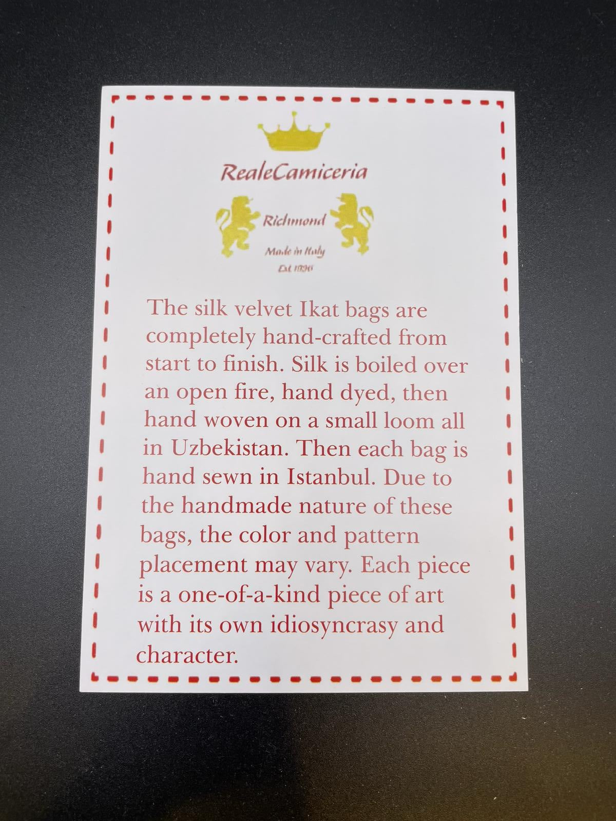 Silk carpet and leather shoulder strap